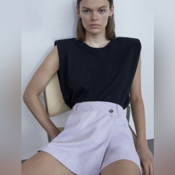 Zara Pants - Zara Y2K High Waist Wrap Denim Skort 100% cotton – Light Pink lavender Size S